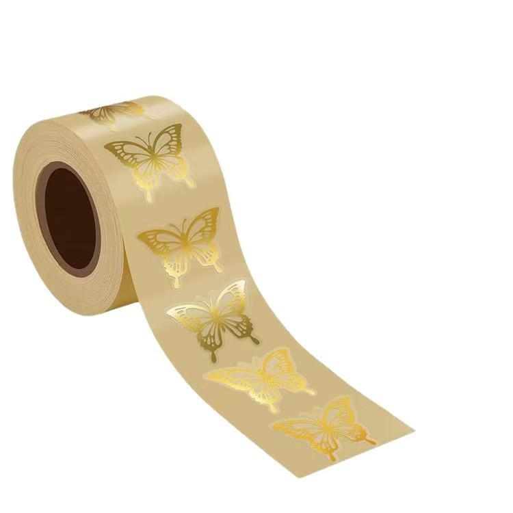 In Stock: 500 Gold Butterfly Hot Stamping Transparent Stickers for Gift Packaging Envelopes