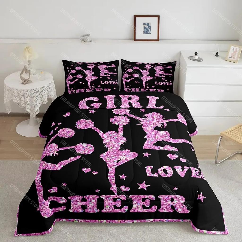 Cheerleader Duvet Cover Set Gymnastics Lovers Kids Girls Women King Size Bedding Set Vibrant Cheerleader Decor Comforter Cover