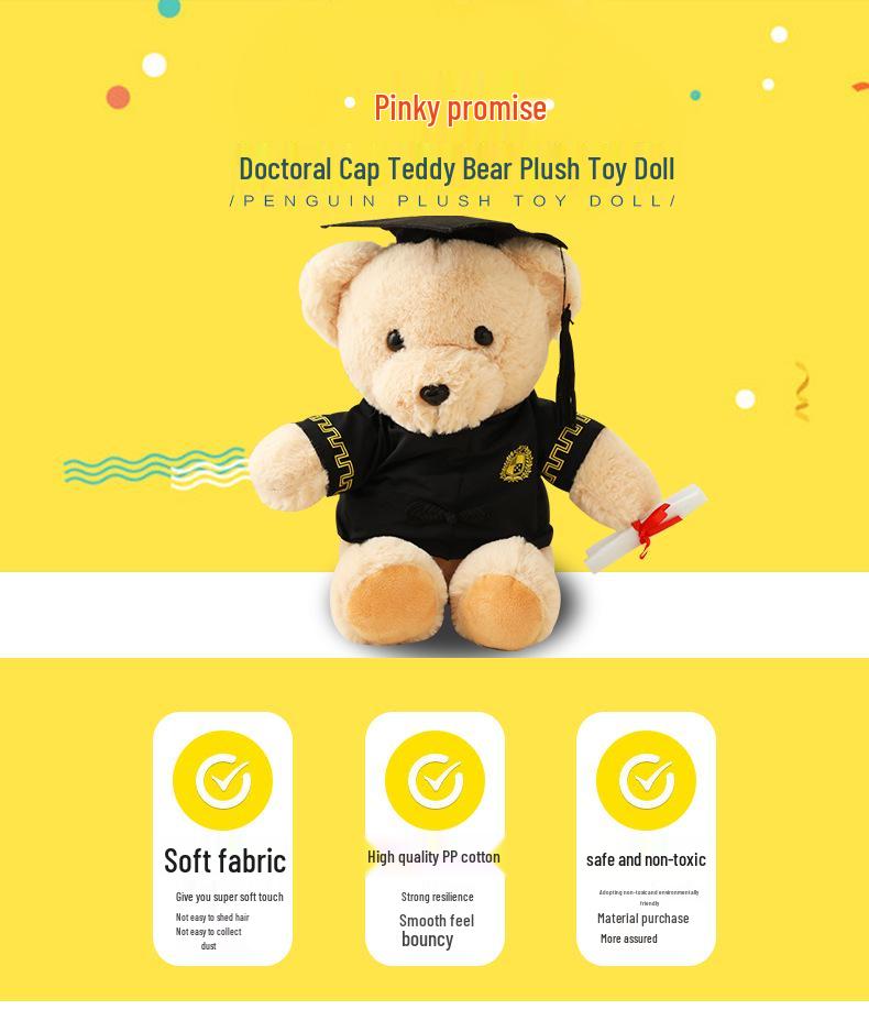 Graduation Teddy Bear Keychain with Mortarboard & Gown - Perfect College Grad Gift
