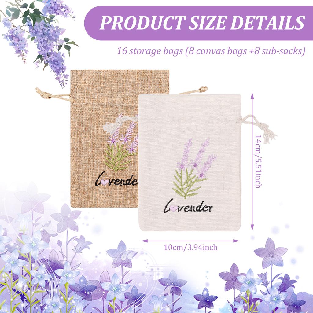 16Pcs Linen Drawstring Bag Portable Breathable Vanilla Spice Bag 10x14 CM Multi-purpose Jewelry Herb Wedding Gift Storage Bags