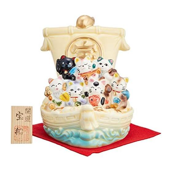 Seven Lucky Cats Treasure Ship Cream Color Lucky Charm Good Luck Lucky Cat Pottery Seto Ware