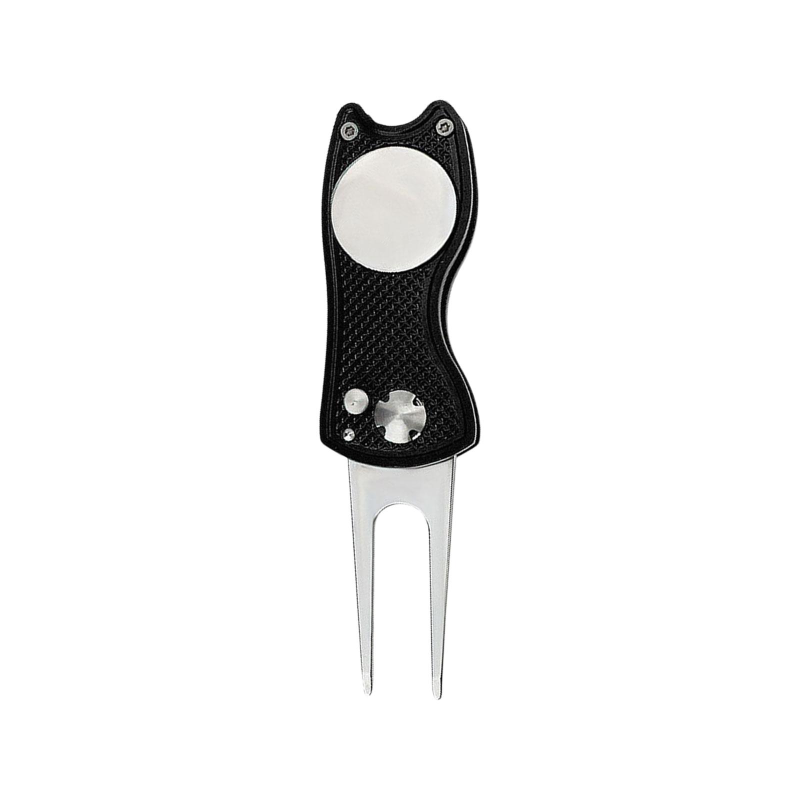 

Metal Golfs Divot Tool Golfs Divot Repair Tool with Magnetic Golfball Marker and Button Foldable Metal Green Tool чорний