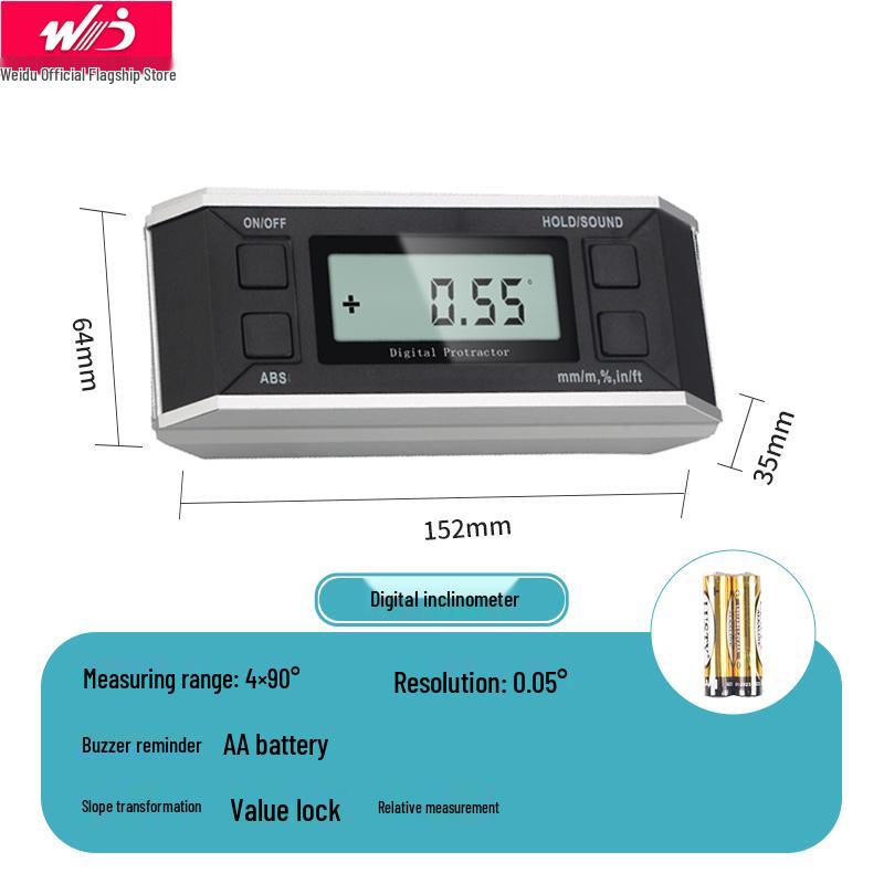 Weidu WD Digital High-Precision Electronic Inclinometer and Angle Meter