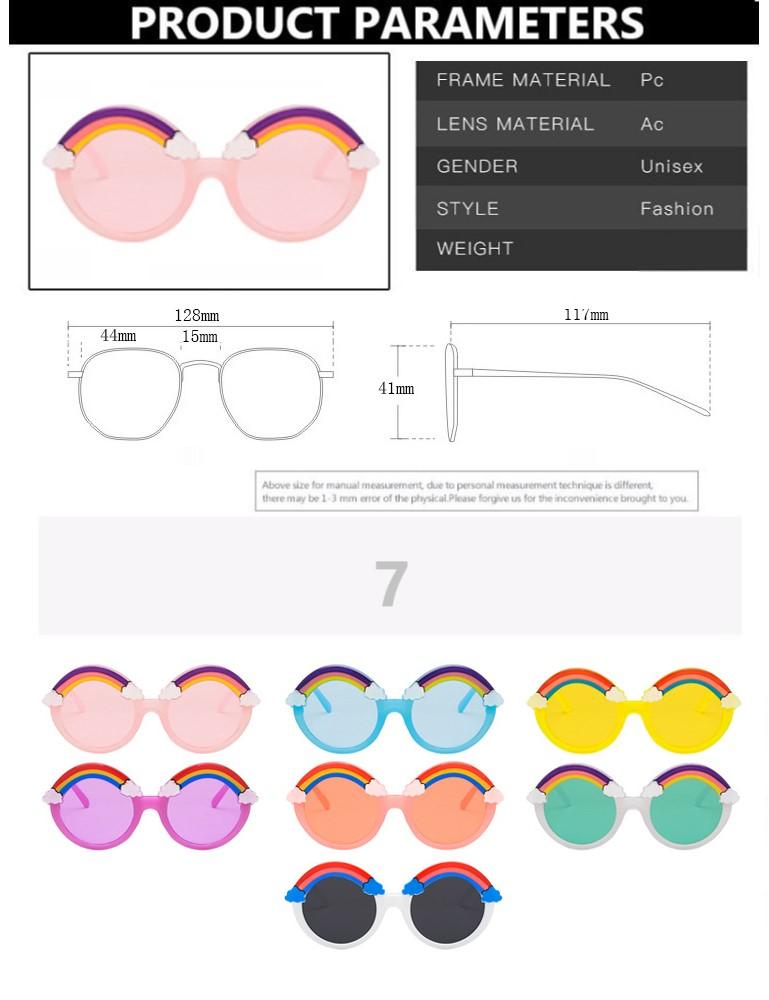 Round Sunglasses Rainbow Shape Glasses Trendy Girls Cartoon Eyeglasses Shades Anti-Glare Boys Cartoon Sunglasses