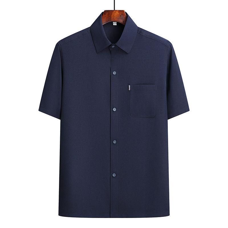 Middle-aged and elderly ice silk short-sleeved thin shirt men's summer dad suit summer grandpa clothes elderly men's shirt