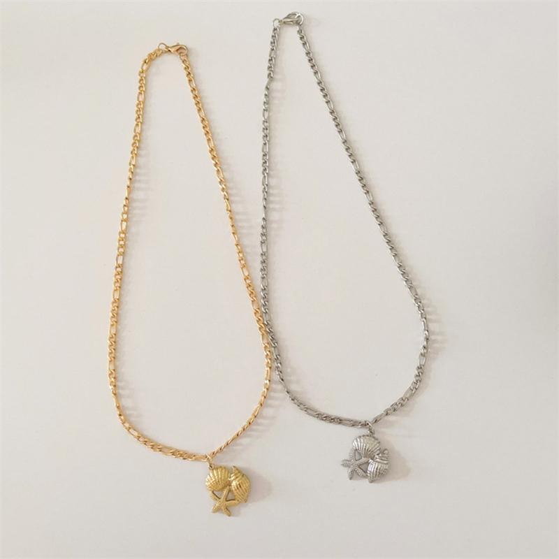 Gold and Silver Plated Necklace with Intricate Sea Shell Starfish Designs Perfect for Summer Parties and Daily Wear