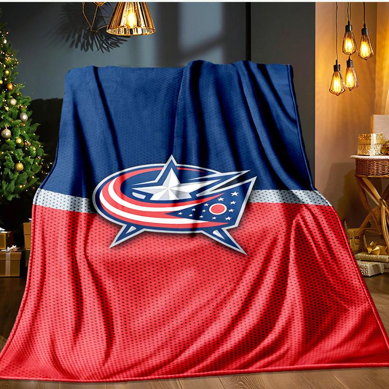 Columbus Blue Jackets Logo Blanket Flannel Throw for Sofa, Indoor, Camping, Living Room, Office, Chair, And Bed Soft Birthday Gift