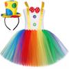 Fantasia de Palhaça Princesa para Meninas de Halloween - Saia Bufante de Tule, Vestido de Festa de Carnaval, Roupa Infantil Estilo Europeu e Americano