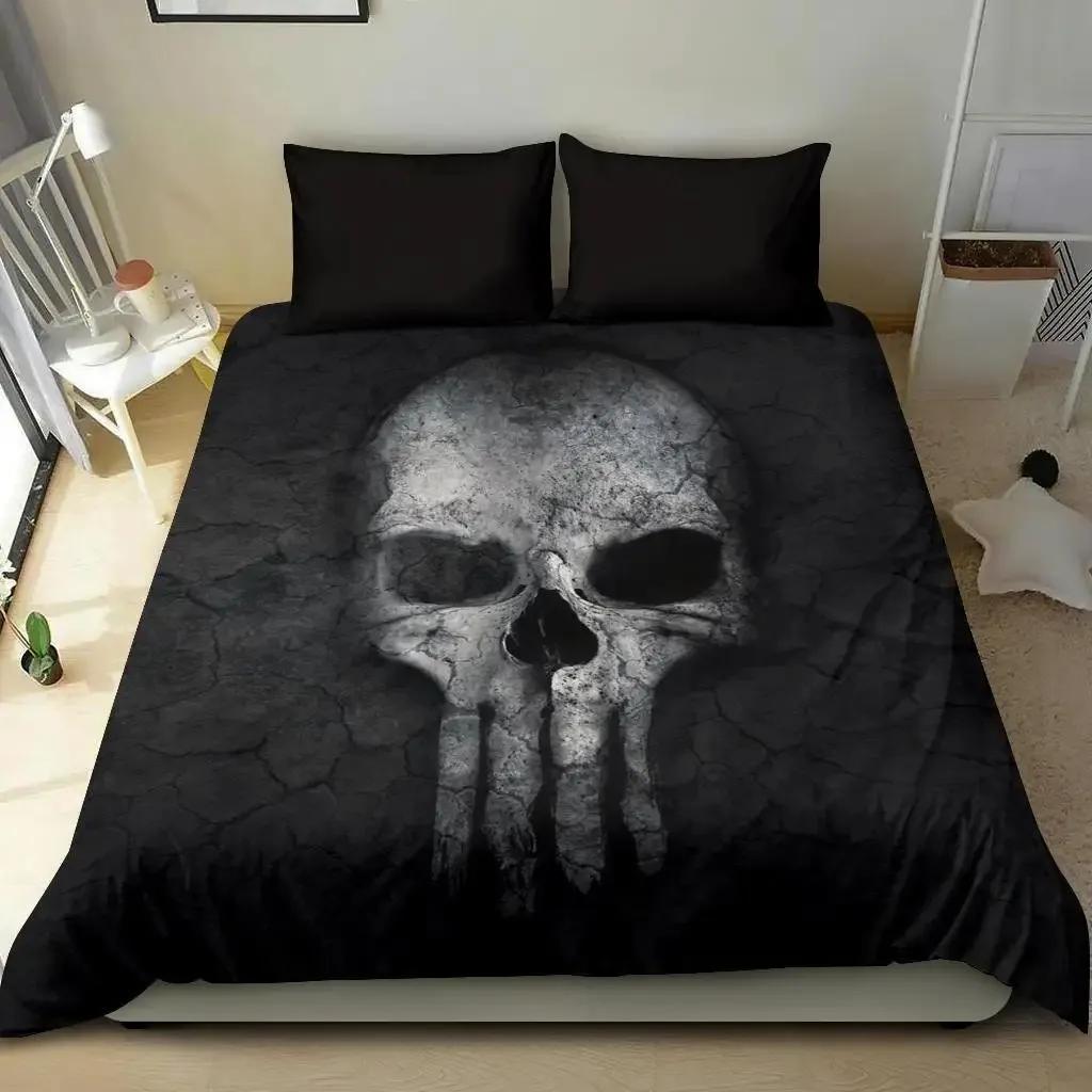 Skull Chevalier Duvet Cover Set King Size Horror Skeleton Bedding Set Day Of The Death Comforter Cover For Boys Men Gifts
