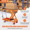 Hydraulic Lift Table Cart, 500lbs Capacity 28.5" Lifting Height, Manual Single Scissor Lift Table with 4 Wheels and Non-slip Pad, Hydraulic Scissor