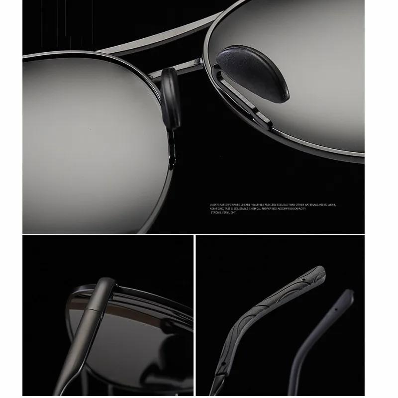 Aviation Metal Frame Polarized Sunglasses Men Color Changing Sun Glasses Pilot Male Day Night Vision Driving