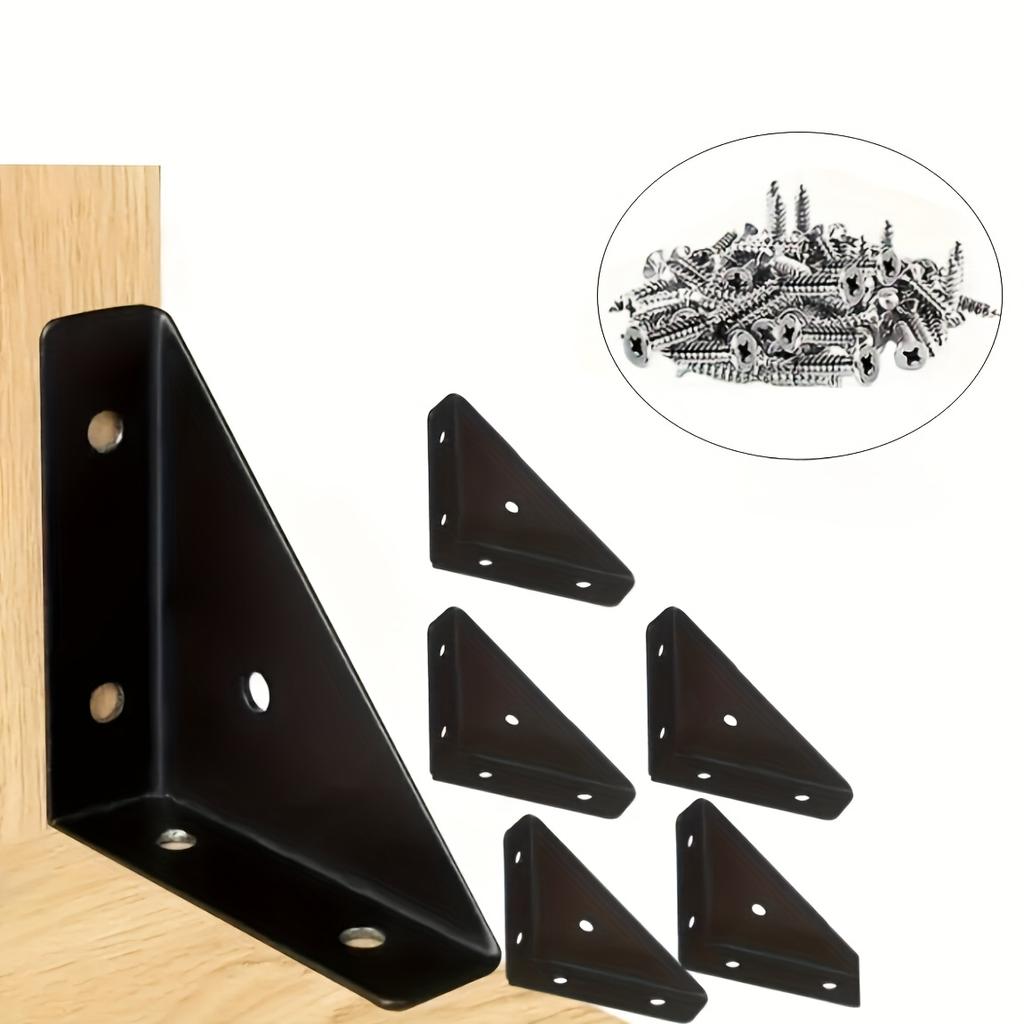 24Pcs Heavy-Duty Iron L-Shaped Corner Brackets With Screws - 1.3Mm Thick 90-Degree Angle Supports, Suitable For Furniture, Shelves, Cabinets, Desks