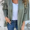 Women Coat Loose Fit Basic Collar Long Sleeve Top Solid Color Open Front Outwear Spring Autumn Casual Daily Wear