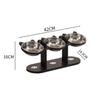 Wooden Elevated Cat Bowl Stand Adjustable Height Pet Feeder 3 Stainless Steel Bowls Station Anti Slip Cat Food Water Bowl Holder