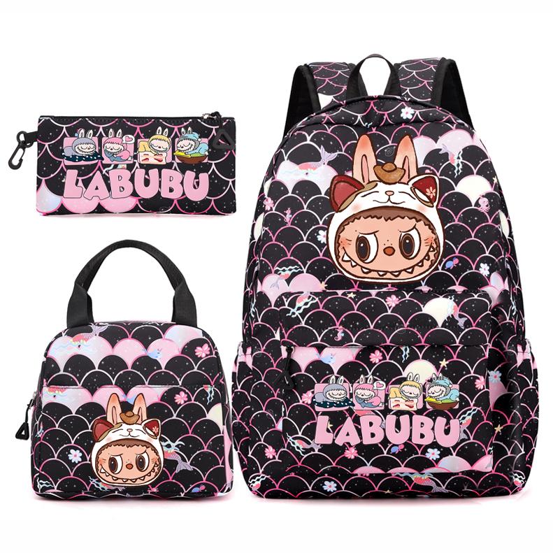 3Pcs/set Backpack for Girl School Teen Student Knapsack Women Rucksack with Lunch Bags Pencil Bag Fish Scale Style Bags