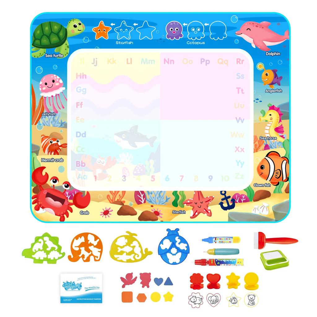 100x80CM Magic Water Drawing Mat Coloring Doodle with Reusable Magic Pens Montessori Painting Board Educational Toys Kids Gifts