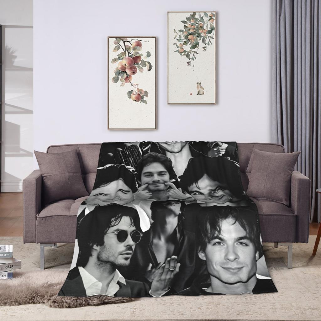 The Vampire Diaries Damon salvatore Blanket Super Warm Plush Bedding Throws For Home Decor Travel Office Flannel Bedspread Bed