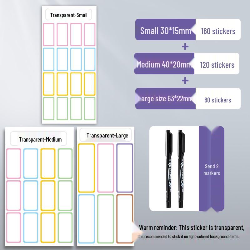 Waterproof Transparent Adhesive Name Stickers - Colorful and Self-Adhesive Labels