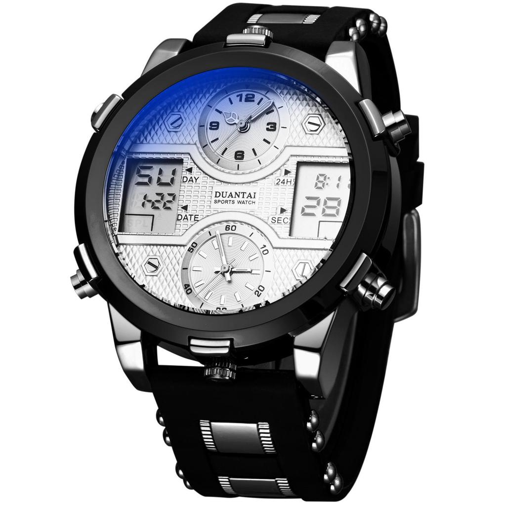 DUANTAI Military Watch: Dual Movement, Dual Display, Luminous, Multi-Function, Waterproof Sports Watch.