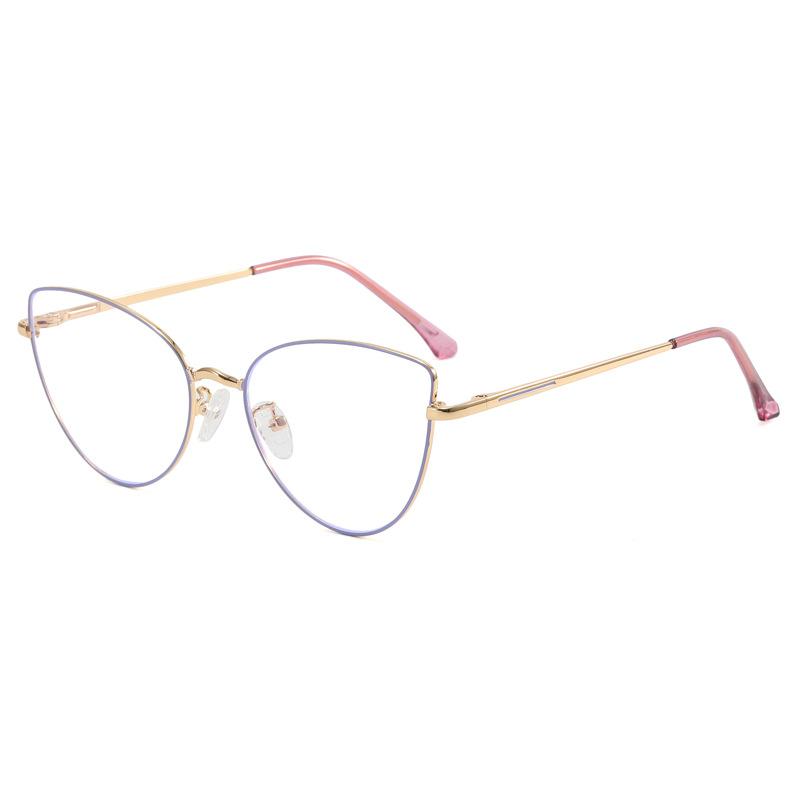Fashion Cat Eye Anti-blue Light Glasses Women's Plain Thin Frame Glasses Metal Spring Legs Computer Eyewear use