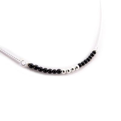 [K1801] - Silver 'Mineralia' Onyx Necklace