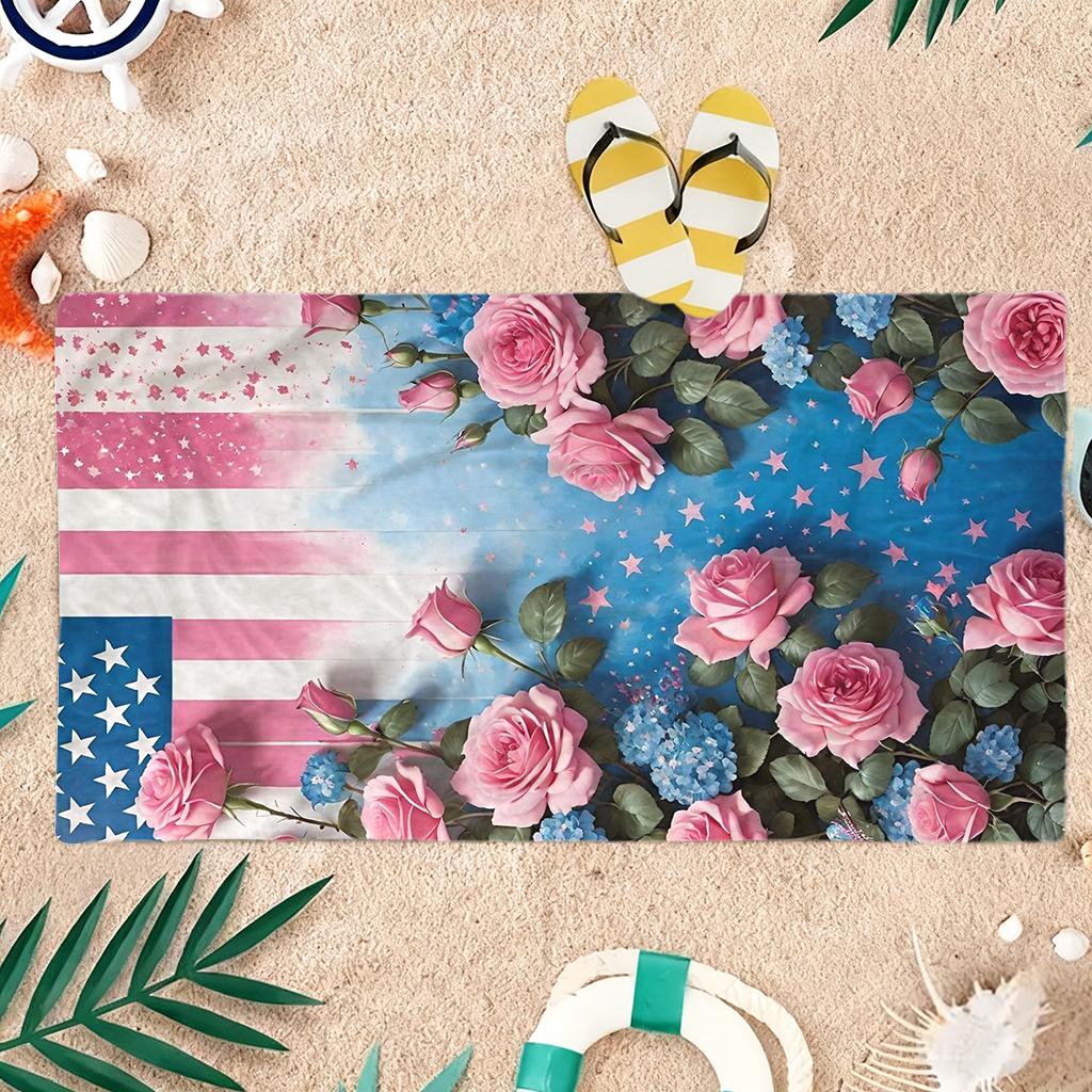 Elements Of The American Flag Beach Towel Small To Large Quick Dry Sand Free Beach Blanket For Adults Women Men Suit For Fitness
