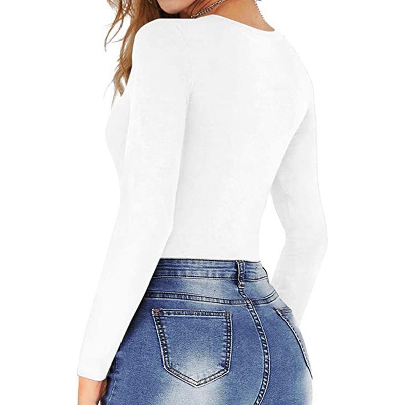 Damen Langarm Rundhals Body Slim Triangle Body