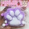Squeeze Cat's Paw with Fur Stress Relief Squishy Fidget Toy Mini Kawaii Plush Silicone Sticky Decompressing Pinching Cat Foot