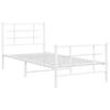 Metal Bed Frame with Headboard and Footboard White 90x190 Cm