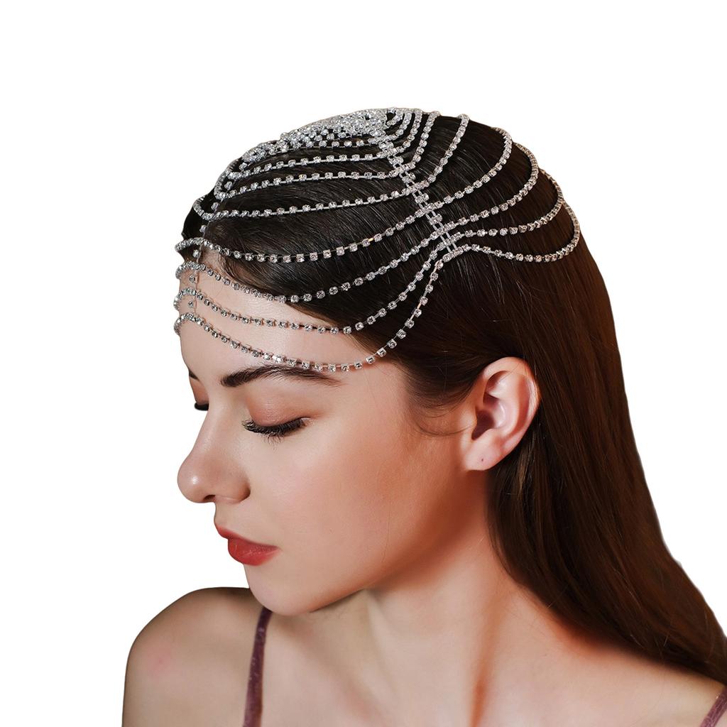 Sparkling Forehead Drop Headband Rhinestones Hair Chain Elegant Eyebrows Headchain Wedding Ceremony Charm Hair Ornament