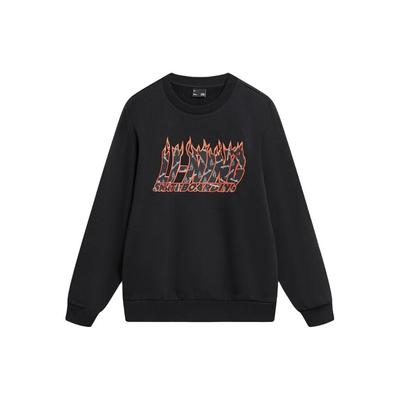 Phil Hackett Joint Collection Pattern Print Fleece Crewneck Sweatshirt Men Tops Black AWDT949-1