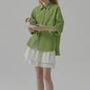 Women's Green Retro Embroidered Shirt - High-End Spring/Summer Commuter Blouse