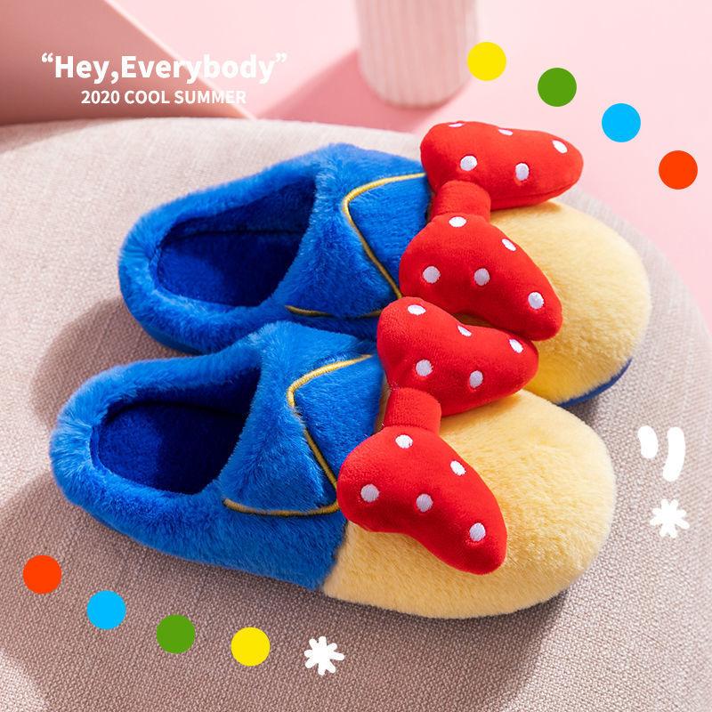 

Осенне-зимние хлопковые тапочки Женские домашние милые комнатные нескользящие с бантом Теплые домашние тапочки 34-35