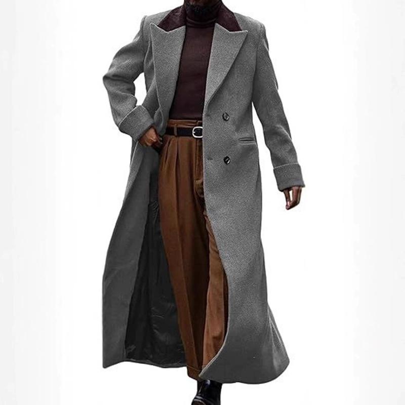 Casacos de Lã Elegantes de Comprimento Excessivo Moda Europeia de Inverno Retrô Lazer Luxo Leve Trench Coats Masculinos Tendência M-2XL