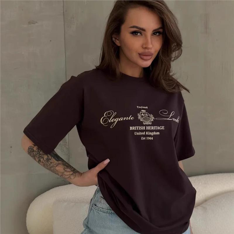 Trendy Oversized Printed Tee: 100% Loose Short Sleeve, Versatile European & American Style