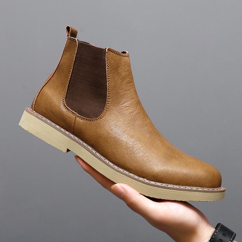 Vente Chaude Bottines Simples pour Homme Style Britannique Bottines Chelsea pour Homme Chaussures Montantes pour Homme Chaussures de Mode Confortables pour Homme