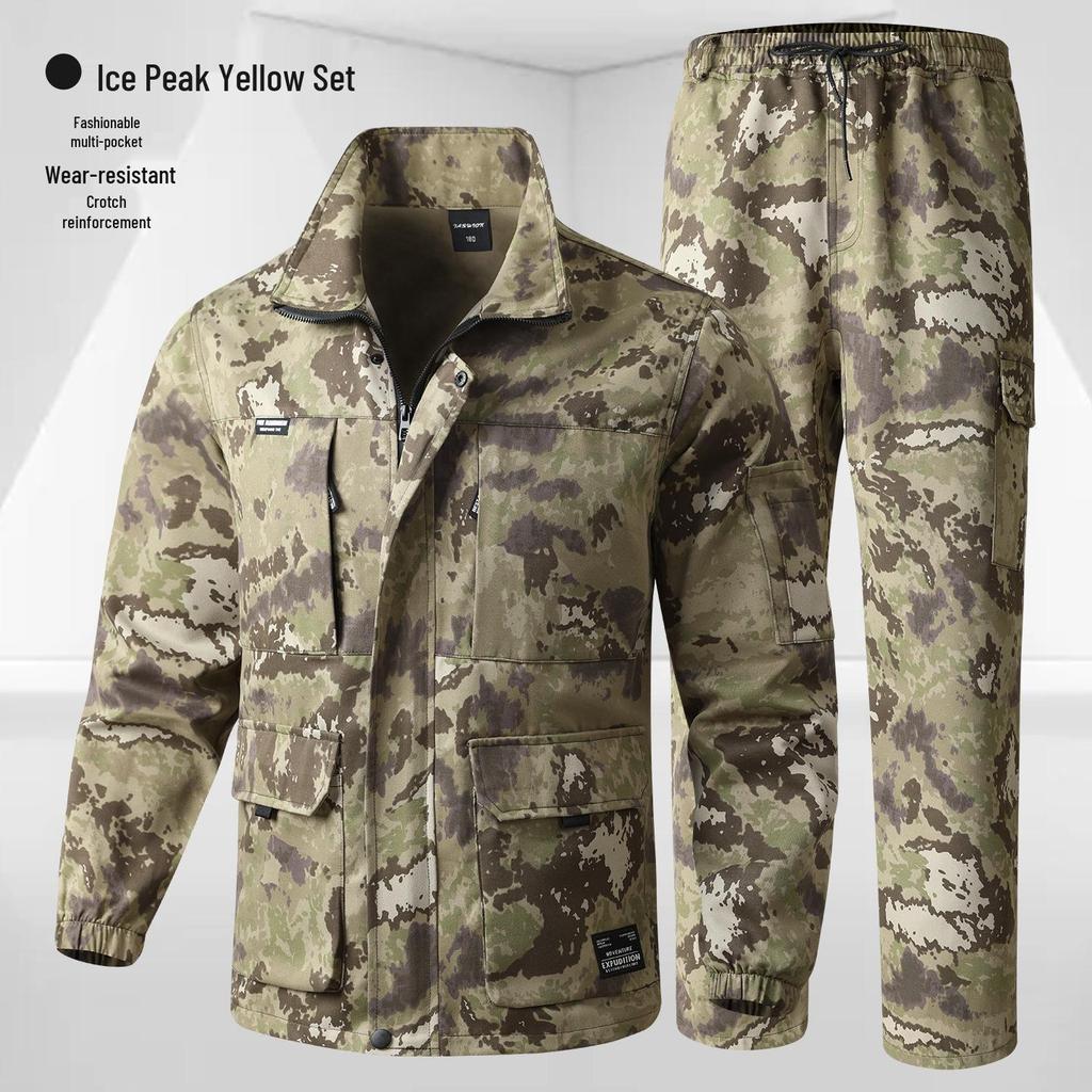 Set de îmbrăcăminte de lucru camuflaj pentru bărbați, pentru exterior: Îmbrăcăminte tactică de alpinism respirabilă, rezistentă la uzură, pentru primăvară și toamnă.