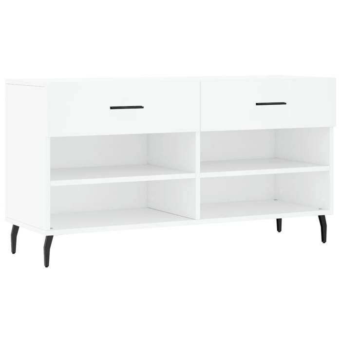 VidaXL Banc à Chaussures, Armoire à Chaussures avec 4 Étagères et Pieds, Meuble à Chaussures avec 2 Tiroirs Salon, Moderne, 829756