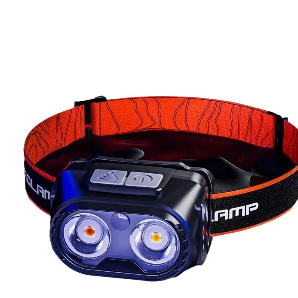 Rechargeable LED Sensor Headlamp: Ultra-Bright, Long Battery, Perfect for Night Fishing, with Red and White Lights.