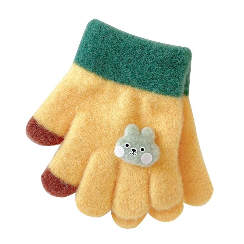 1Pair 24 Months Baby Wool Knitted Gloves Winter Warm Cute Boys Girls Full Finger Gloves for 1 2 3 Years Old Children Accessories