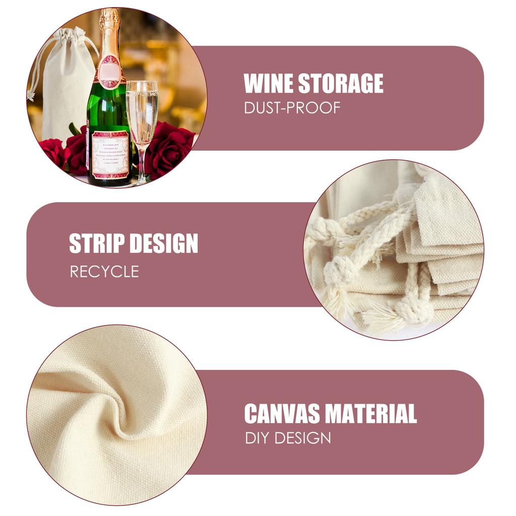 10Pcs Sublimation Wine Bottle Bags Reusable Wine Bottle Gift Bags Drawstring Bulk Blank Canvas Wine Bags For DIY Heat Transfer