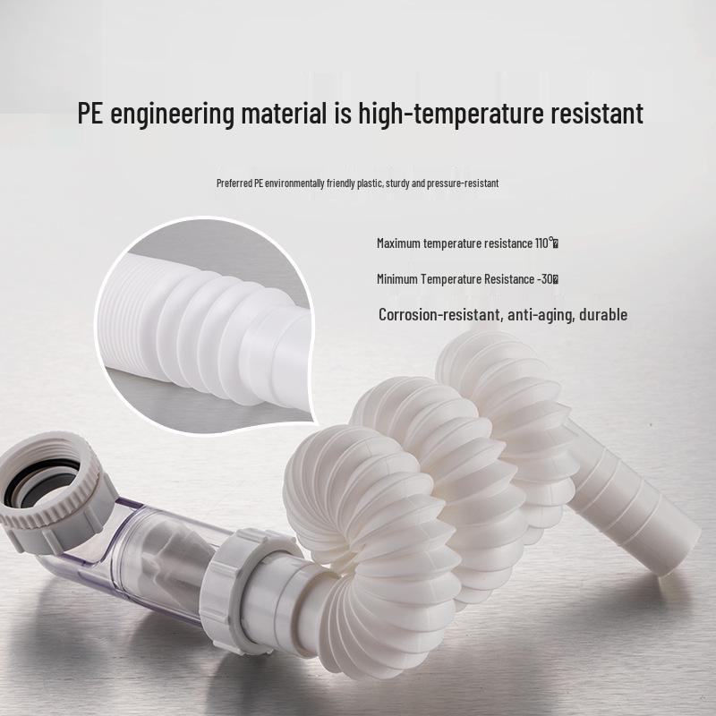 Single-Head Anti-Odor Telescopic Drain Pipe for Washbasin