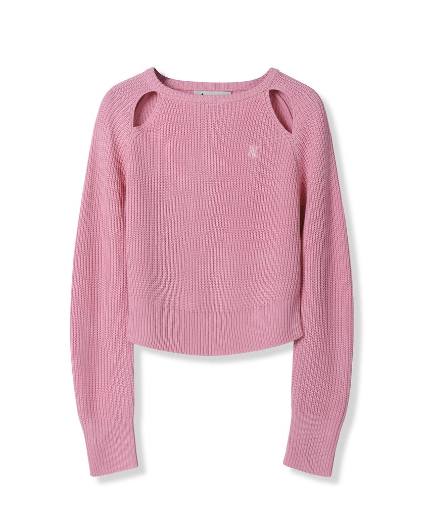 AVANDRESS Ribbed Cut-Out Knit Ivory