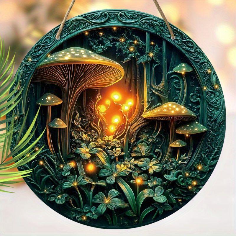 2D Flat Hanging Decorative Signs,interior Wall or Door Decoration,garden Dec,the Pattern Is Mushrooms and Forests,a Housewarming Gift for Friends