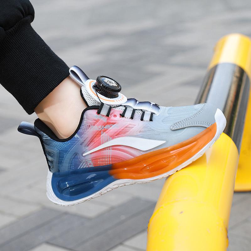 Boys' Sneakers Autumn Mesh Breathable Spring and Autumn Rotating Button Children's Shoes Boys Running Shoes Super Lightweight