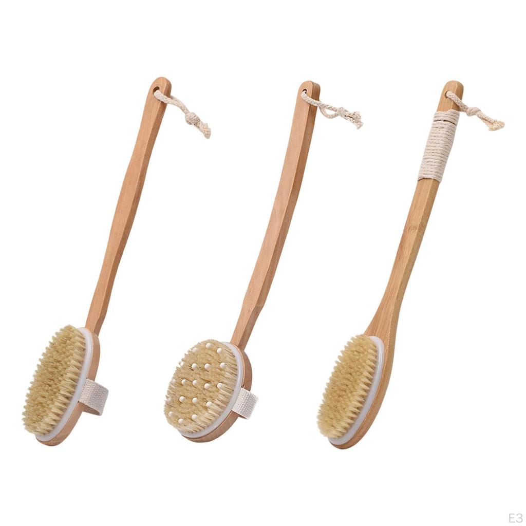 Back Brush Shower Scrubber Lightweight Deep Cleaning Soft Bristles Long Wood Handle for Gift