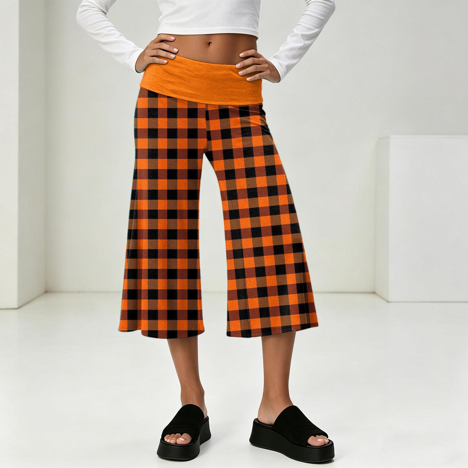 Girls Pajama Pants Long Sleep Plaid Pants Soft Lounge Pj Bottoms with Elastic Waist and Pockets M шафрановый