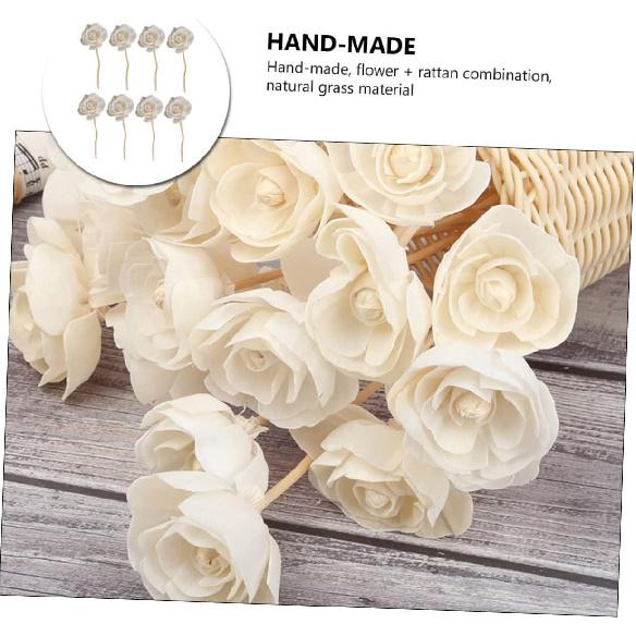 BESPORTBLE 8pcs Rattan Sola Flower Essential Oil Vines White Outfit Wood Appliques Floral Diffuser Wick Spa Perfume Beautiful Diffuser Flowers Wooden