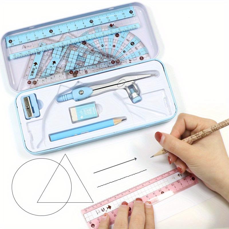 8pcs/Set Ruler Compass Pencil Set Geometry Maths Drawing Stationery Mathematical for Boys Girls Gift Office Stationery Supplies