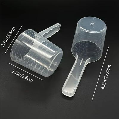 2 szt. Przezroczysta łyżka do karmy dla zwierząt Łyżki do karmienia zwierząt Plastikowa miarka do karmy dla psów i kotów ze skalą Miarka dla zwierząt